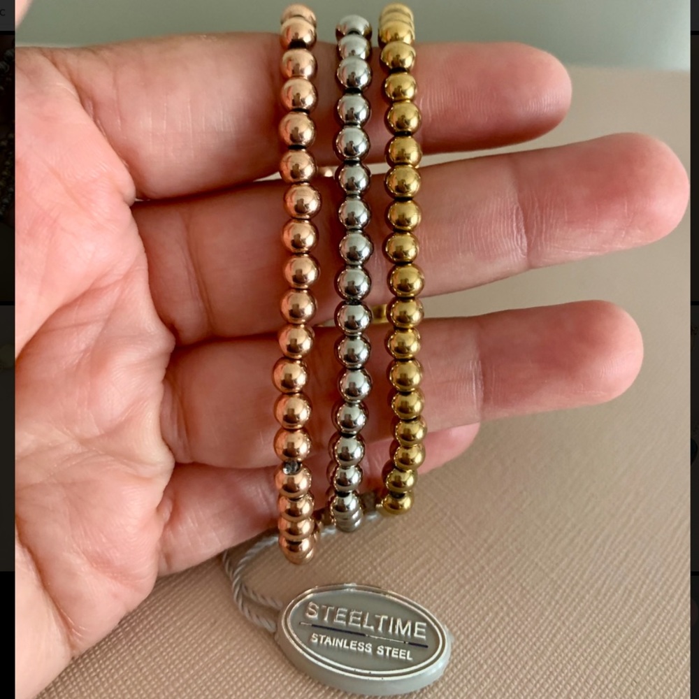 Steel Time tricolor bracelet set
